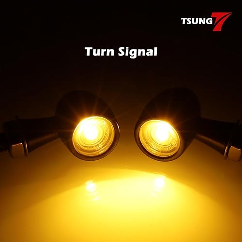Vista 31 de TSUNG Mini luces intermitentes LED para motocicleta, micro intermitentes para delantero/trasero, universal, pequeño indicador para Cafe Racer Bobber
