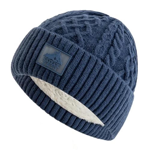 Bonnet d'hiver unisexe doublé peluche bonnet tricoté chaud sport plein air