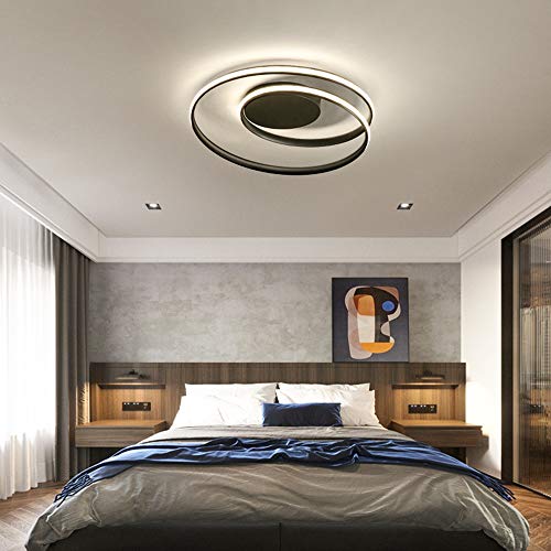 Plafoniera moderna dimmerabile a LED con telecomando, 50W, 4250LM, design creativo a spirale circolare, soggiorno/camera da letto/studio/sala da pranzo/lampadario, nero, 46 cm