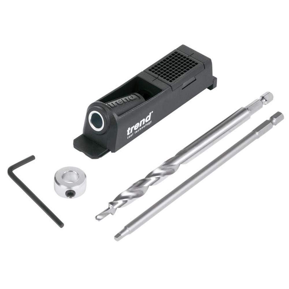 TrendSingle Pocket Hole Jig with HSS Drill Bit & Depth Setting Collar, Square Drive Bit & Pocket Hole Screws Selection, PH/JIG/BS