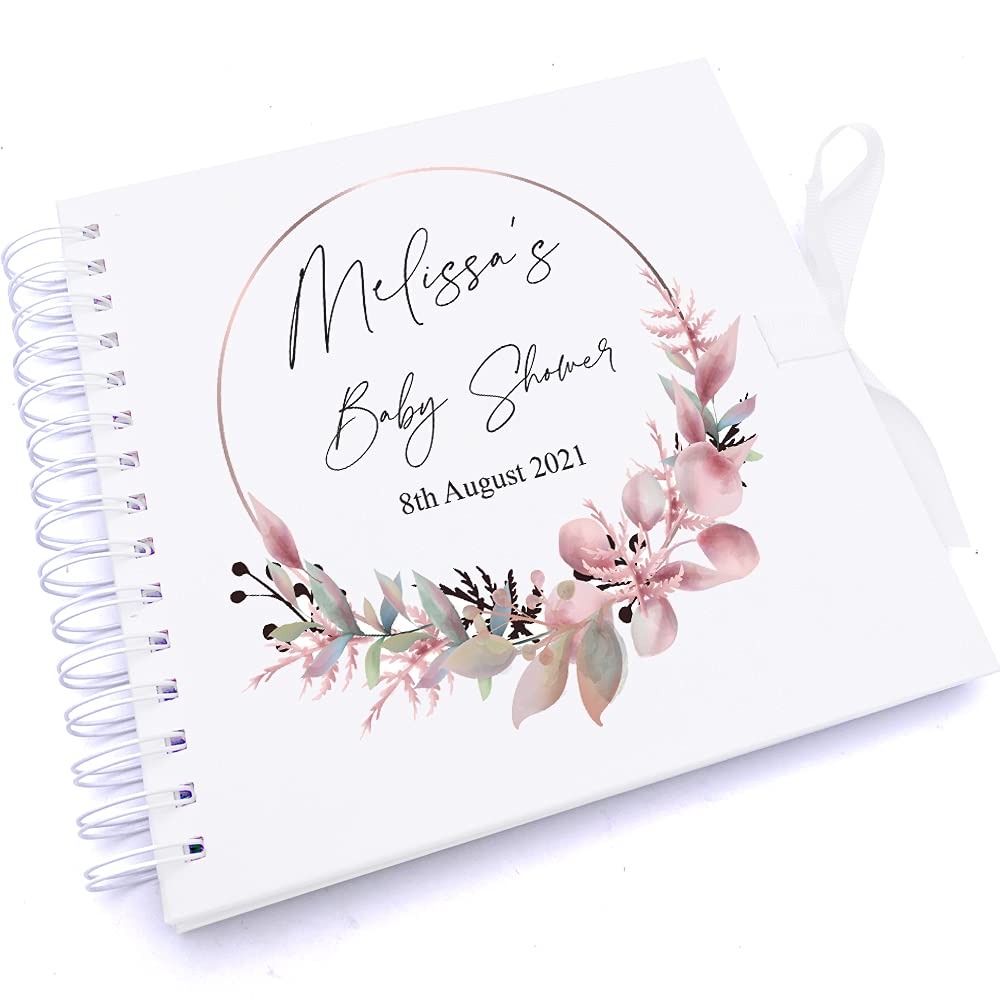 Ukgiftstoreonline White Personalised Baby Shower Scrapbook Photo Album