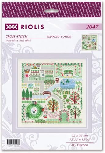 Image of RIOLIS - My Garden 2047, Cross Stitch Kits 13 inch x 13 inch, Cross Stitch Kits for Beginners & Advanced, Crossstitching Kit Adult, Embroidery Counted Stitching Kit