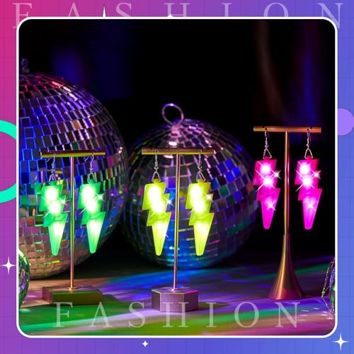 Kenning 3 Pairs 80s 90s Light up Earrings LED Neon Earrings for Women Retro for 80's Outfit Glow Party Accessories Gifts3