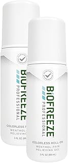 Biofreeze Professional Colorless Pain Relief Roll On, Knee & Simple Backache Relief, Arthritis Pain Reliever, Neck Pain Relief, Cooling Joint Pain, Roll-On Menthol Gel 3 Fl Oz - Pack of 2