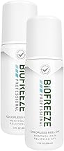 Biofreeze Professional Colorless Pain Relief Roll On, Knee & Simple Backache Relief, Arthritis Pain Reliever, Neck Pain Relief, Cooling Joint Pain, Roll-On Menthol Gel 3 Fl Oz - Pack of 2