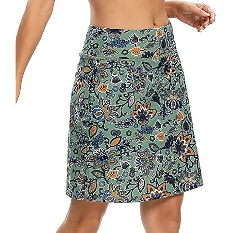 M MOTEEPI Modest Knee Length Skorts Skirts for Women Tennis Athletic Golf Skort with Pockets UV Protection High Waist, Gypsophila, XX-Large Cover