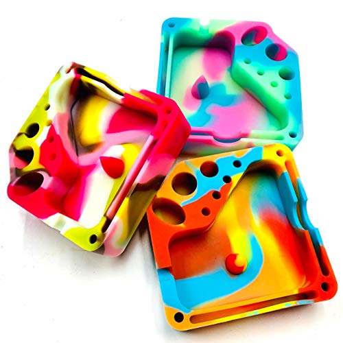 Paykoc Imports Silicone Glow in The Dark Dabber Ashtray with Tool Holsters and Bowl Knockout - 1 Random Color