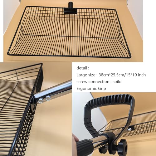 Image of 15 inch Large chicken scooper sifting shovel adjustable long handle Metal Poop Scoop for sand