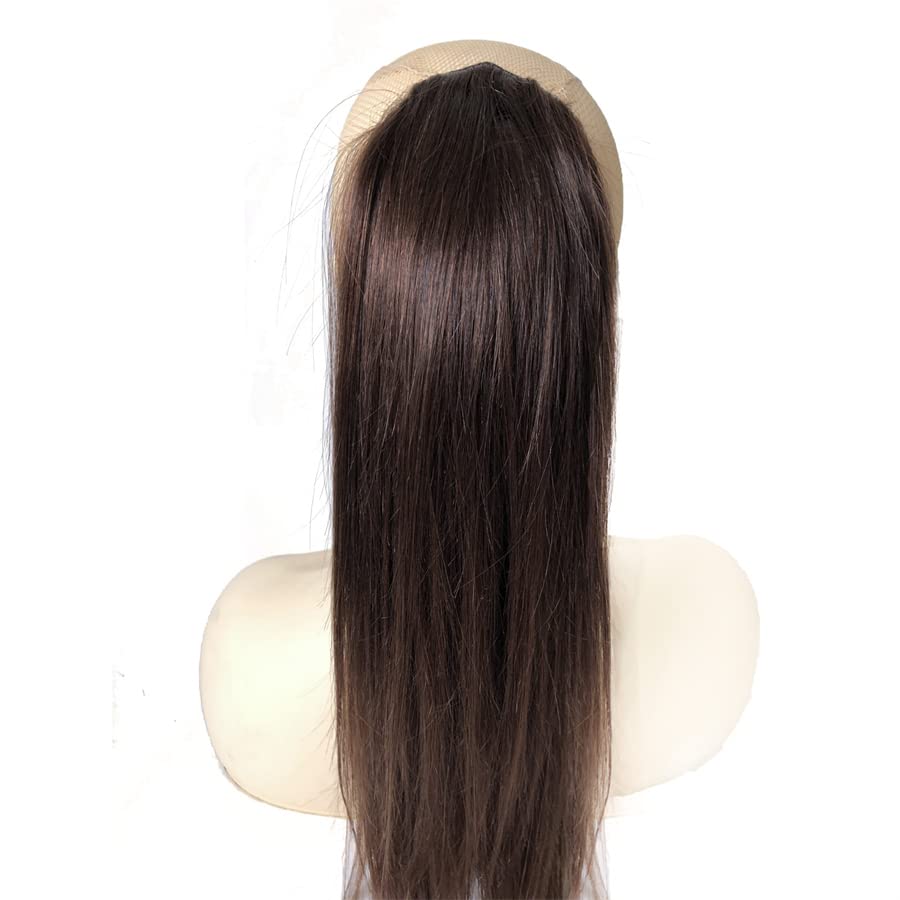 16" Human Hair Ponytail Extension Drawstring Straight Medium Brown #4 Real Remy Hair Piece for Black Women