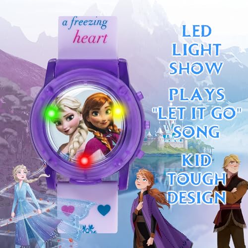 Accutime Disney Frozen Kids Musical Watch - Flashing Lights and 'Let It Go' Song - Perfect for Girls Featuring Elsa & Anna - Digital Time Display3