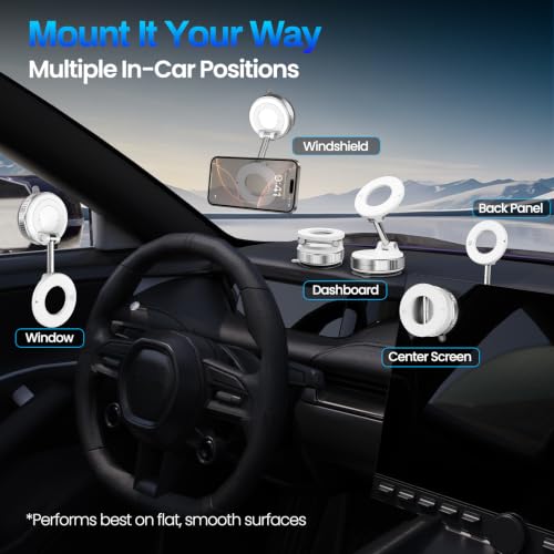 Image of Jikasho Magnetic Phone Holder for Car, Suction Cup Phone Mount for Magsafe | 360 Adjustable Vacuum Car Phone Mount, Hands-Free Phone Holders for Your Car for iPhone 17 Pro Max 16 15 14 13 12 Air Plus