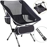 smartpeas Campingstuhl aus robustem 600D Polyester und Aluminium – leicht und faltbar – Camping-Gadget inklusive Seitentaschen +Plus: Strandmatte & Tragetasche