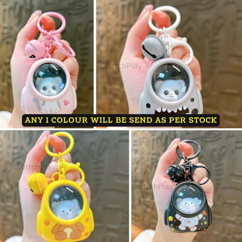 Image of Luminous Cute Animal Backpack Keychain | Glowing Cat, Bear & Kitten Bag Charm Pendant with Bell | Mini Night Light Schoolbag Keyring for Kids Girls Decoration (Mini Bag Keychain)