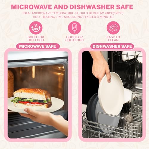 Image of Homienly Premium Wheat Straw Dinner Plates, Reusable 8 PCS Unbreakable Plates 10 inch Plate Set, Alternative Plastic Plate Microwave and Dishwasher Safe Plates Set for Home - GreyStone