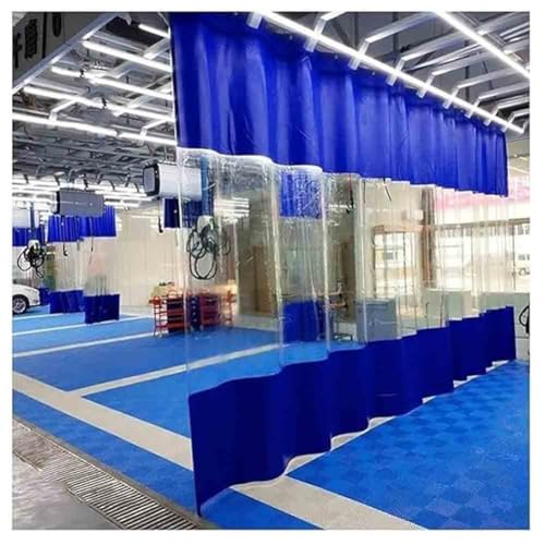 Rideaux et bâches pour aires de lavage industrielles, panneaux transparents, séparateurs de garage, rideaux de porte résistants pour stations de lavage auto et usage industriel, bleu, 2,8 x 2,4 m, p