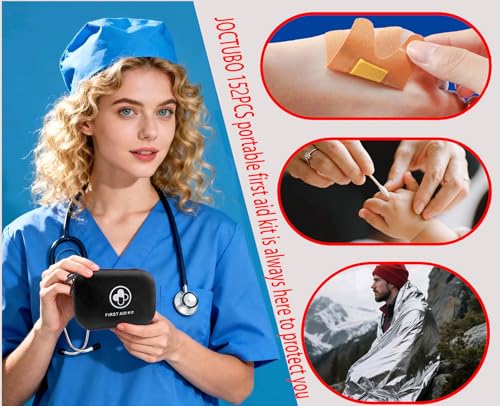 Image of First Aid Kit 152 Piece Waterproof Hard Shell Portable Medical Kit, Black | Waterproof Hard Shell Portable IFAK Emergency Kits for Home, Camping, Hiking, Sports, Office, Travel, Outdoor