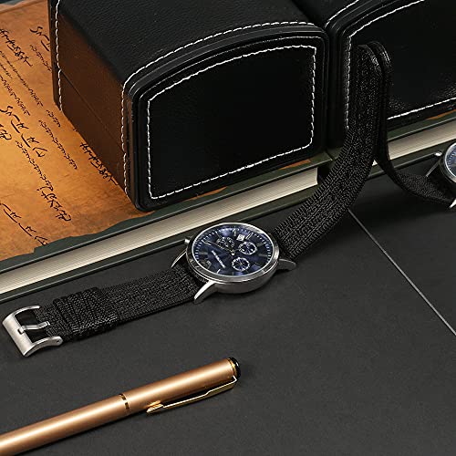 Wristarmor Canvas Quick Release Replacement Watch Bands Vintage Texture Style Woven Strap - Black 22Mm #TOP2
