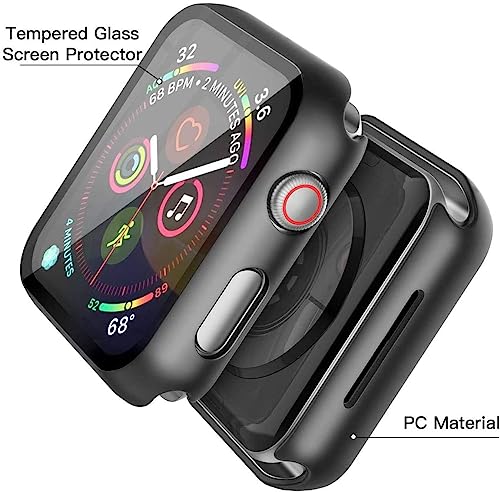 Image of Misxi Screen Protector Case for 40mm Apple Watch SE3 /SE2 /SE /Series 6 /5 /4 | 2-Pack Cover with Tempered Glass for SE3 /SE2 /SE /Series6 /5 /4, Scratch Resistant Sensitive Touch, 1 Black + 1 Transparent