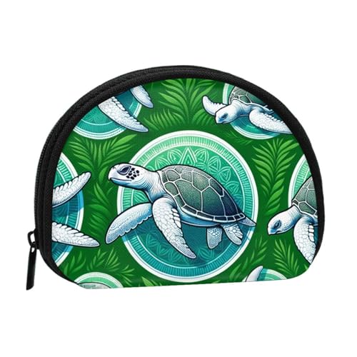 Portable Coin Purse Sea-Turtle-Green Mini Zippered Money Pouch Card Holder