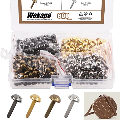 Wokape Lot de 600 attaches parisiennes rondes (couleurs mélangées - 8 mm) - 4 couleurs - Tête de champignon - 815 mm - Kit de fixation parisiennes...
