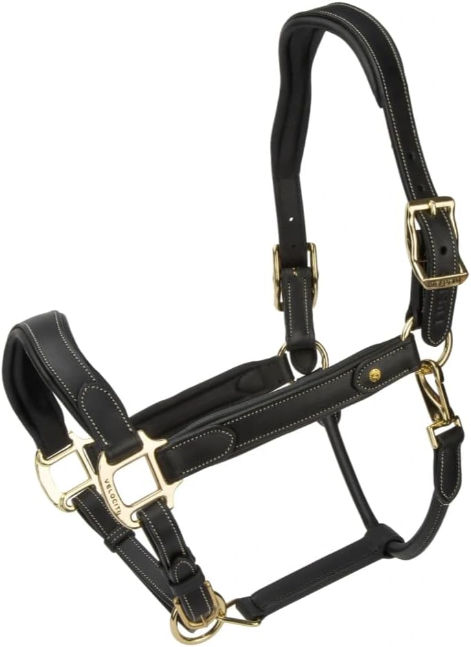 Shires Velociti Lusso Lorca Leather Halter – Anatomical Cut-Away Black/COB