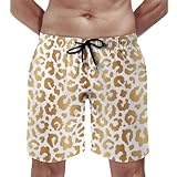 TZTTZT Gold Leopard Fashion Print Mens Swim Trunks, Quick Dry Mens Swim Board Shorts Swimwear Beach Bathing Suits
