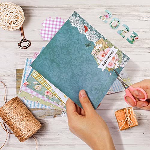 Vondyu Floral Cardstock Paper,Chamomile & Daisies Patterns Scrapbook Paper Pad,6"X6" Single-Sided Printed Cardmaking 160Gsm Designer Paper Pad Decorat #TOP1