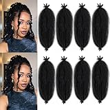 Bob Marley Hair 12 Inch Springy Afro Twist Hair Soft Afro Kinky Bulk Hair Bob Marley Twist Braiding Hair for Crochet Faux Locs Pre Fluffed Spring Twist Hair Extensions (Black, 12 inch (Pack of 8))