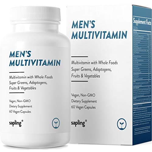 Multivitamin for Men Daily Supplement - with Whole Food Vitamins, Plant-Based, Organic Fruits and Vegetables. Vitamin A, B Complex, C, D3, E, K2 Black Pepper. Vegan and Non-GMO - 60 Capsules