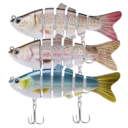 Image of TRUSCEND Swimmax Easy Catch Fishing Lures with BKK Hooks, Wiggling, Vibrating, Rattling and Gurgling for More Bites, Heavy-Duty Dyneema Fiber Jointed Swimbaits for Bass, Trout, Crappie, Walleye, Pike