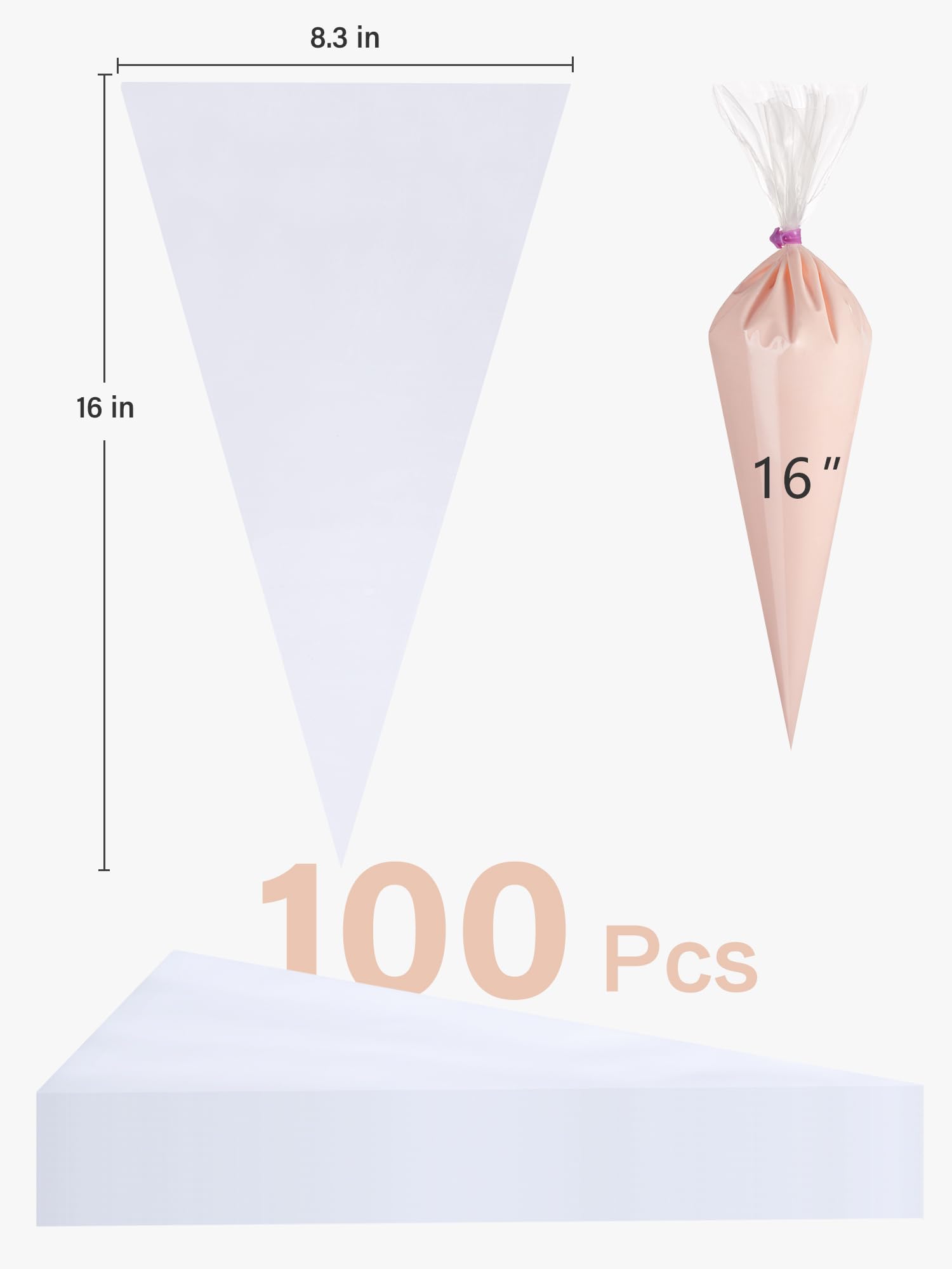 Kootek Piping Bags, Disposable Pastry Bags 16 Inch, 100 Pcs Anti Burst Large Icing Piping Bags for Cookie Frosting Cake Decorating Baking Supplies - Image 2