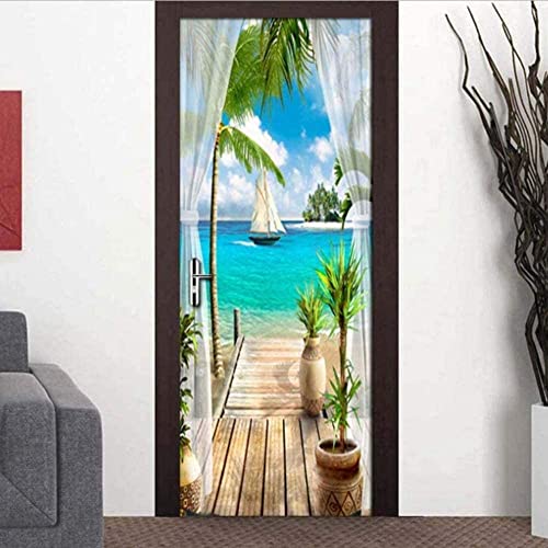 3D Türaufkleber Türtapete Selbstklebend Türposter Kinderzimmer Fototapete Türfolie Poster Tapete Türaufkleber PVC Marine Sailing Decoration Aufkleber DIY Selbstklebende Wandbild-70 x 200 cm Cover