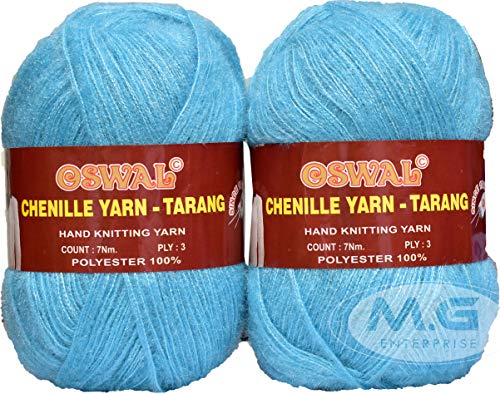 Image of M.G ENTERPRISE Os wal Knitting Wool Yarn, Soft Tarang Feather Wool Ball Sky Blue 400 gm Best Used with Knitting Needles, Soft Tarang Wool Crochet NeedlesWool Yarn for Knitting. by M.G ENTERPRISE Os wal