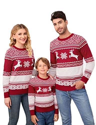 Pull de Noël Famille Sweat Noël Famille Sweatshirt Pullover col Rond Tricoté Chandail Hiver Hauts pour Hommes Femmes Enfants Cover