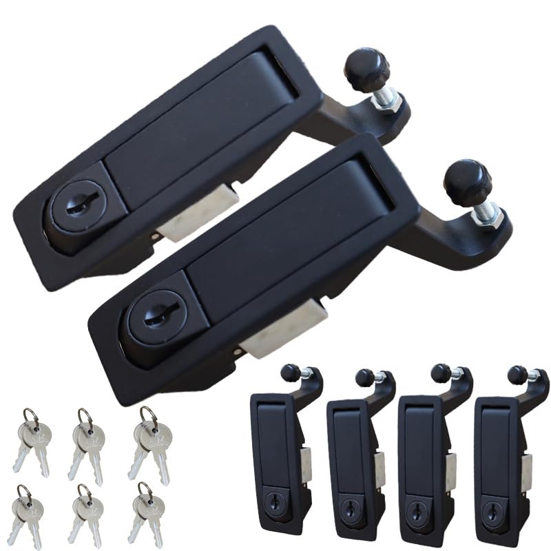 Image of 6PCS Compression Latch Lock Trigger Latch Lock Adjustable Lever Hand Operated Push Button Actuation Compression Latches Flush Mount (Black-with Keys)