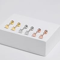 Vista 5 de Meissa Aretes de bola de plata de ley 925 minimalistas con diseño de corazón para dormir en la espalda, aretes para múltiples piercings, unisex
