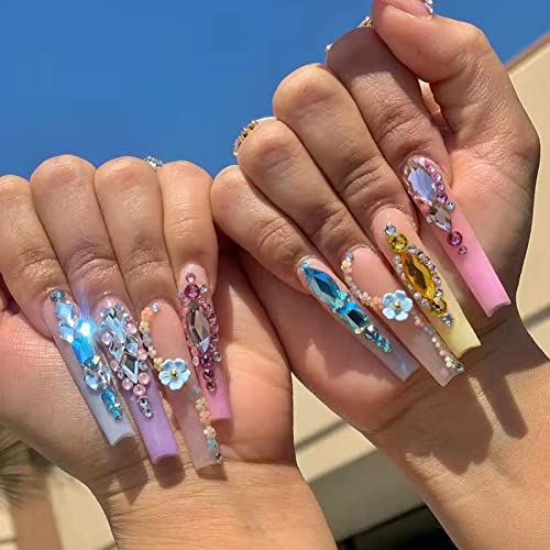 Belicey Lake Blue Crystal Rhinestones For Nails Kit Multi-Shape Size Nail Art Rhinestones Glass Flatback Diamonds Gems Stones For Nail Charm Jewels Diy Crafts Clothing Nails Art Accessories #TOP6