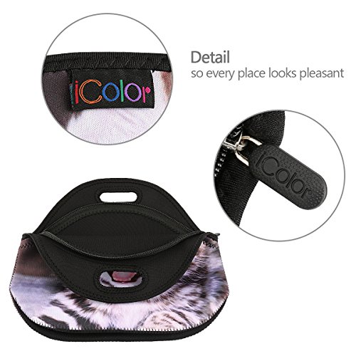 Icolor Neoprene Lunch Bag Cat, Insulated Lunchbo Thermal Lunch Tote Bag Water Resistant Lunch Box & Food Container Great For Travel, Outdoors,Work & More Food Storage Cooler #TOP3