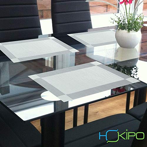 Image of HOKIPO Pvc Set Of 6 Mats For Dining Table - 45X30 Cm (Ar878, Polyvinyl Chloride), Grey