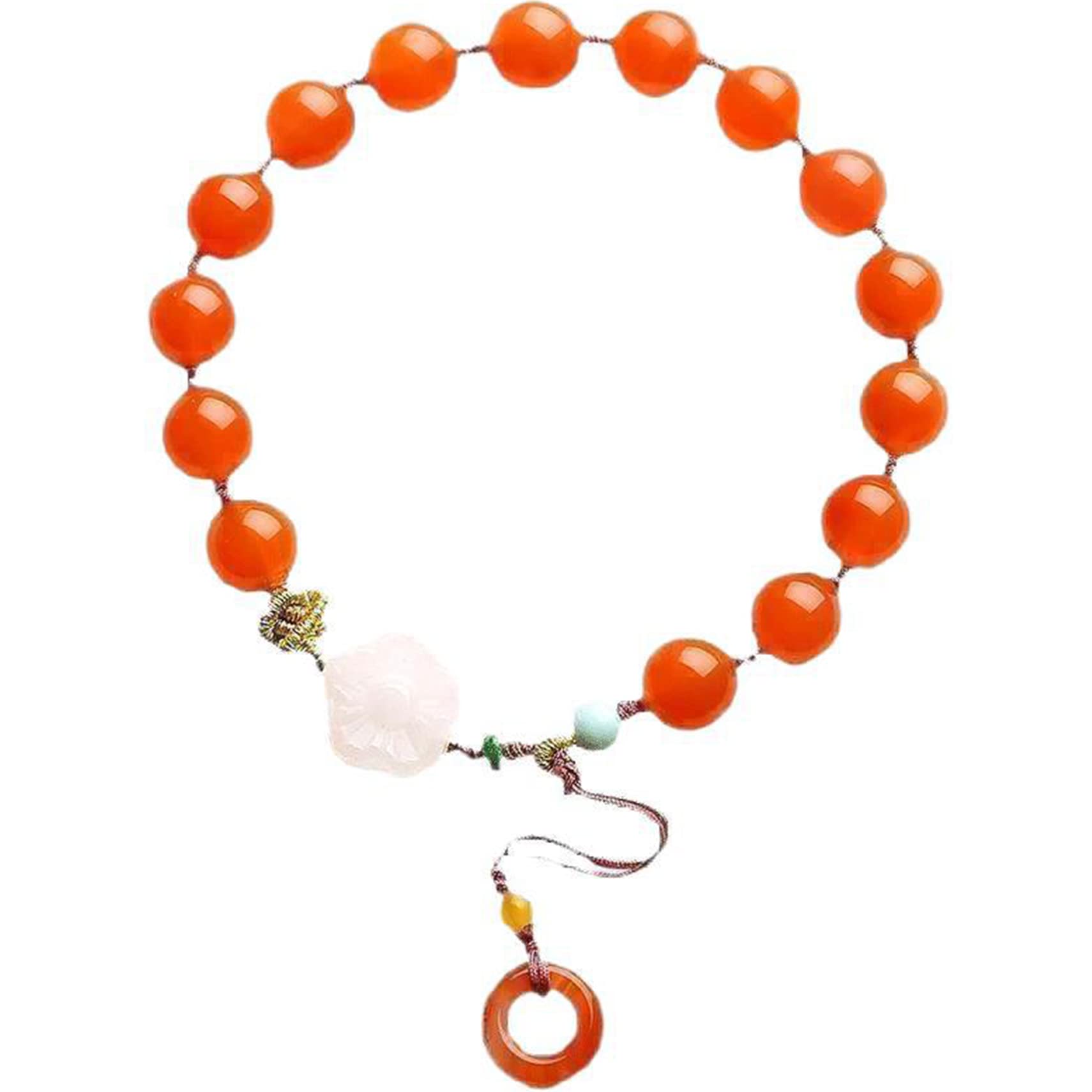 Natural Edelsteinarmband, Wohlstandsarmband Rot -Achat -Armband 8 -mm -Kristallarmband für Frauen Harmonie Schnalle/Kreis Anhänger Kristall Chakra Meditation