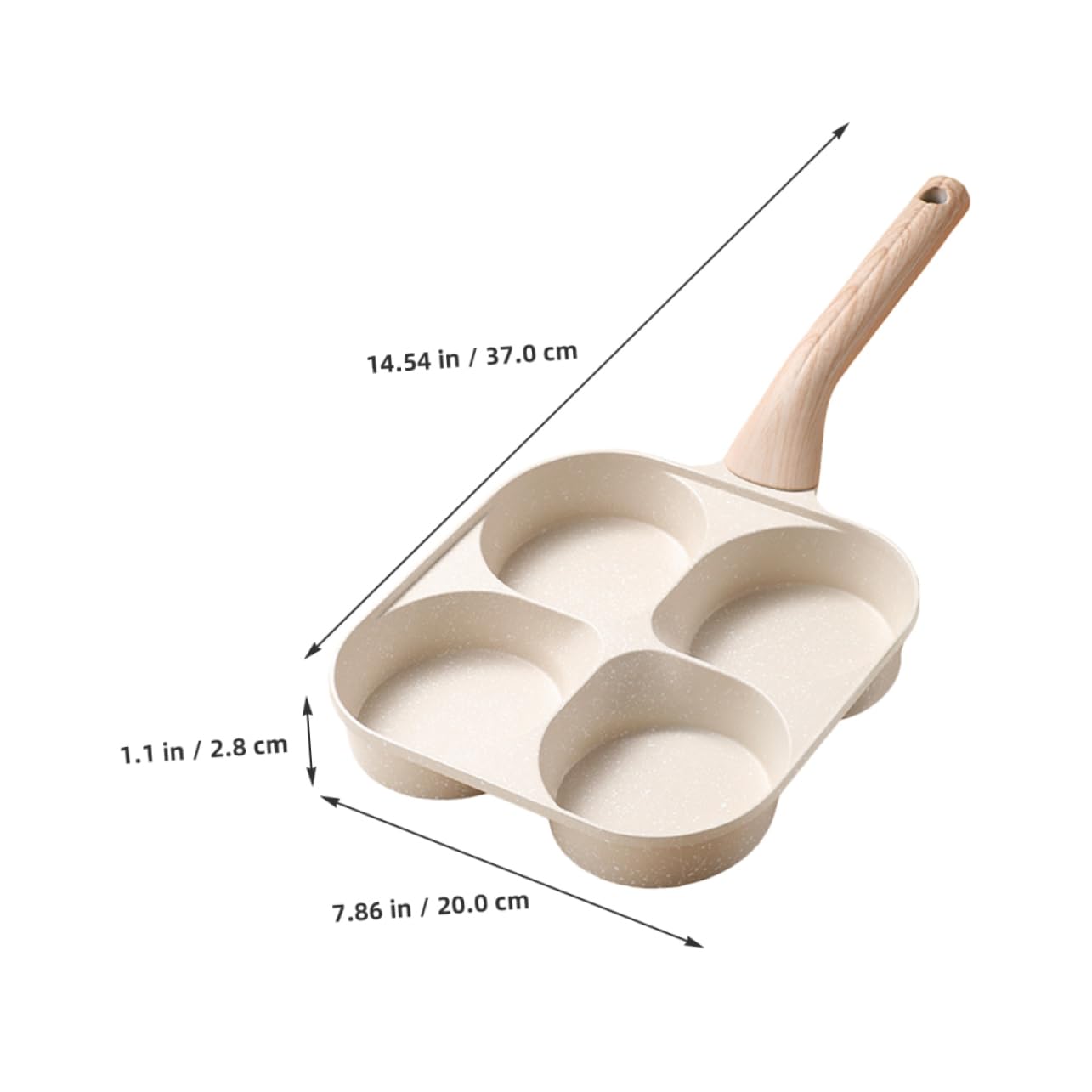 Cabilock Sartén Dividida Profunda de Cuatro Huecos para Huevos, Aluminio