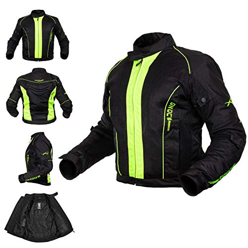 Giacca Mesh Traforato Traspirante Tessuto Tecnico Moto Touring Sport Fluo XL