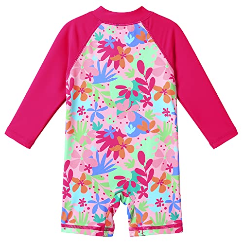 Image of Girls Long Sleeve Zipper Rash Guard 1 Piece UPF 50+ Sun Protection