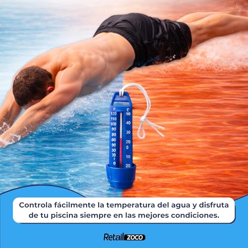 Miniatura 3 de Termómetro De Piscina Universal, Termometro De Fondo Para Piscinas, Apto Para Medir La Temperatura Del Agua En Una Piscina, Bañera De Hidromasaje, Estanque, Etc, Hasta 50 Grados Celsius