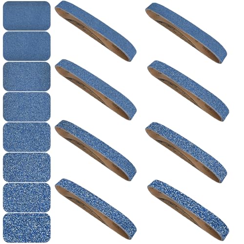 Aolabela 2x42 Inch Sanding Belts 24 Pcs 8 Grits Sizes (3 Each of 40/60/80/120/150/240/320/400 Grits) Heavy Duty Belt Sander Zirconia Belt Sander Paper for Wood Metal Stainless Steel Cars and Furniture