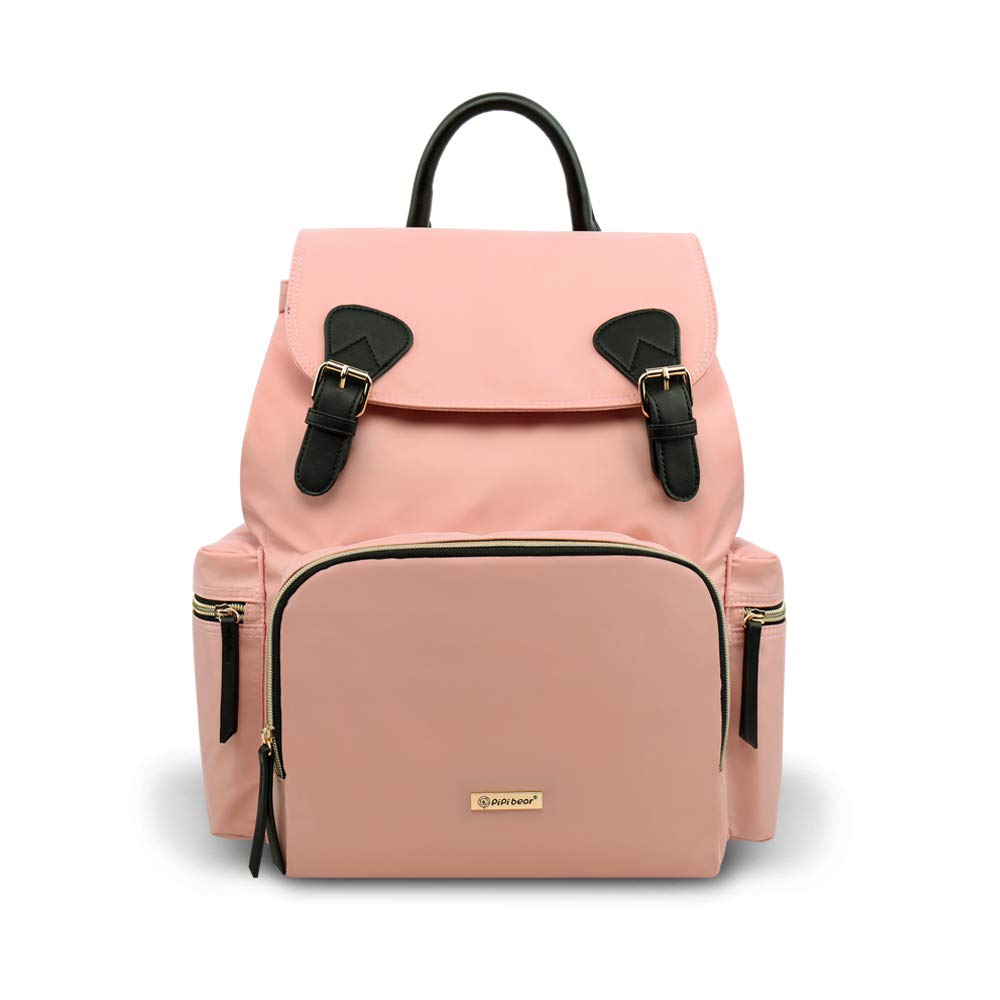 Diaper Bag Backpack Large Capacity Waterproof Stylish Travel Backpack for Mom (Pink)