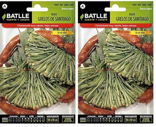 SEMILLAS BATLLE, Nabo Grelos de SANTIAGO, Multicolor, 15x8.5x3 cm (Paquete de 2)