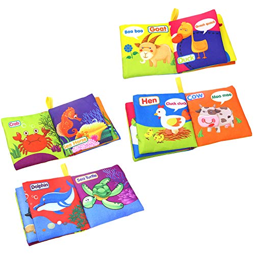 Coolplay Baby's First Non-Toxic Soft Cloth Book Set, Crinkle Books Friction with Rustling Sound - Pack of 8