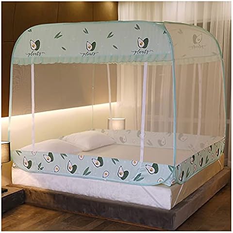 KYMIC Canopy Pop Up Mosquito Netting, Mosquito Net Bed, Portable Mosquito Net Tent Canopy for King Size Beds Foldable, Three Door, with Bottom for Bed Camping Travel Home 6.56 * 5.9 * 5.57Ft,Green Cover