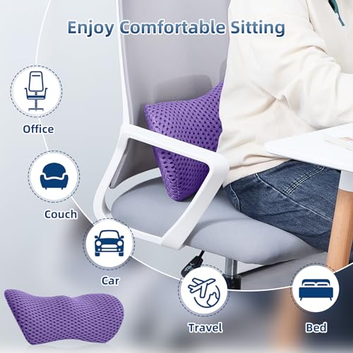 Lumbar Pillow, Memory Foam Lumbar Support Pillow for Office Chair and Car Seat, Ergonomic Streamline Back Pillow for Lower Back Pain Relief, Back Support Pillow for Sitting, Driving, Traveling